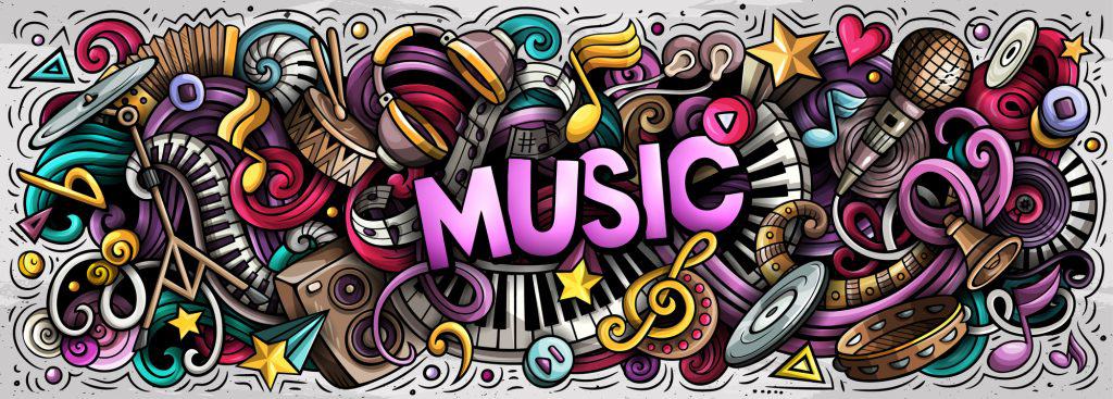 music theory banner. Creative music art background